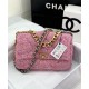 Large Chanel 19 Flap Bag Tweed Gold-Tone Pink High