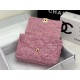 Large Chanel 19 Flap Bag Tweed Gold-Tone Pink High