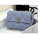 Large Chanel 19 Flap Bag Tweed Gold-Tone Blue High