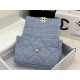 Large Chanel 19 Flap Bag Tweed Gold-Tone Blue High