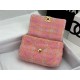 Large Chanel 19 Flap Bag Tweed Gold-Tone Pink-Orange High