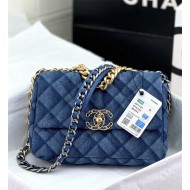 Chanel 19 Flap Bag Denim Gold-Tone Blue High