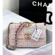 Chanel 19 Flap Bag Tweed Gold-Tone Pink High