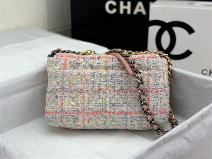 Chanel 19 Flap Bag Tweed Gold-Tone Pink High