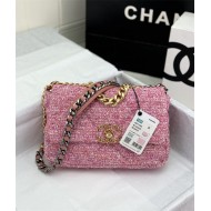 Chanel 19 Flap Bag Tweed Gold-Tone Pink High