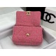 Chanel 19 Flap Bag Tweed Gold-Tone Rose-Pink High