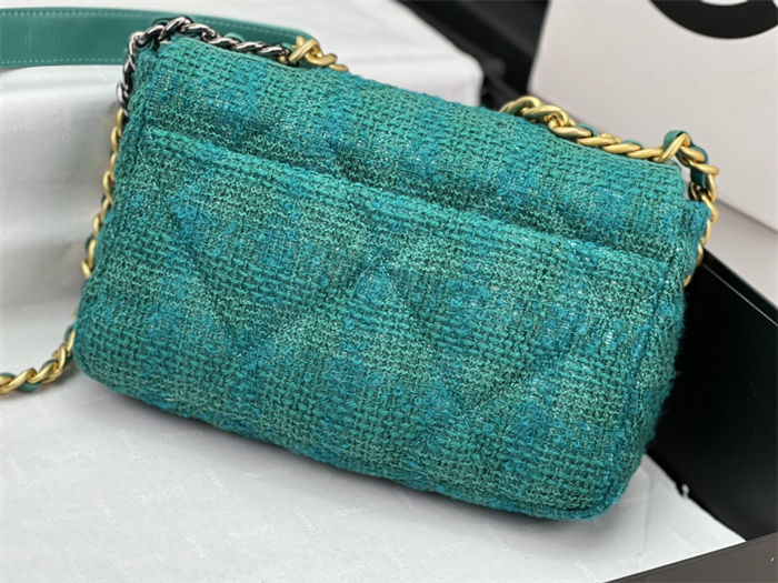 Chanel 19 Flap Bag Tweed Gold-Tone Green High