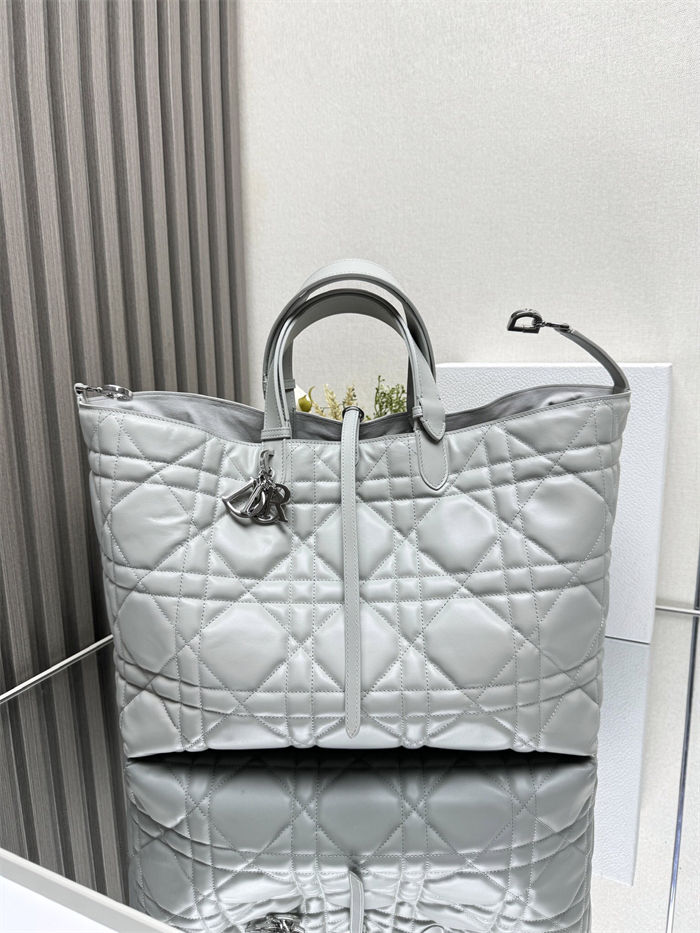 DIOR TOUJOURS BAG LARGE Macrocannage Calfskin Grey High