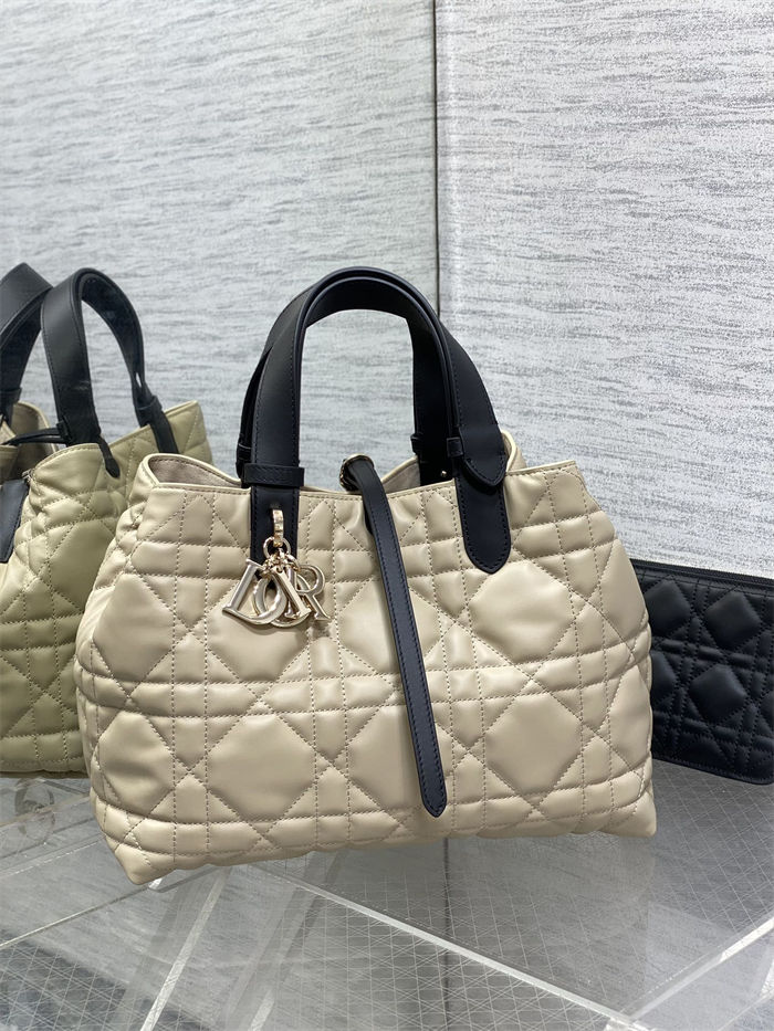 DIOR TOUJOURS BAG MEDIUM Macrocannage Calfskin Rope Beige High