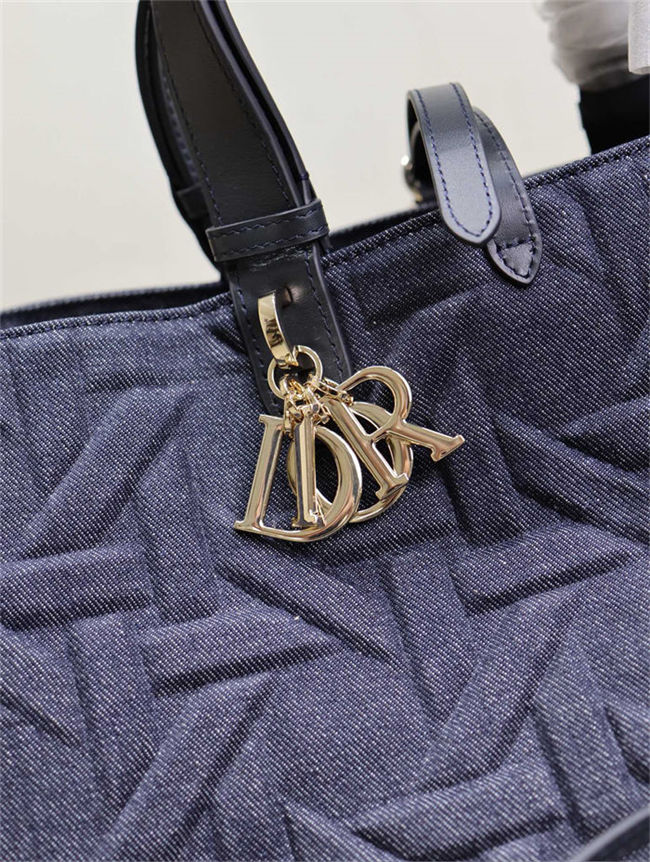 DIOR TOUJOURS BAG LARGE Graphic Cannage Denim Blue High