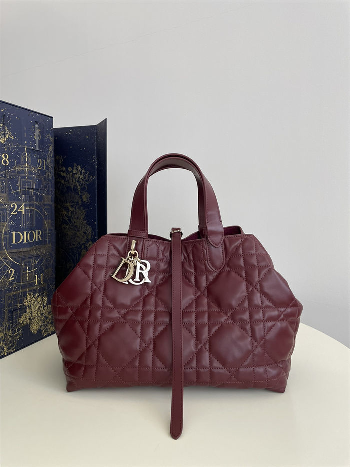 DIOR TOUJOURS BAG MEDIUM Macrocannage Calfskin Burgundy High