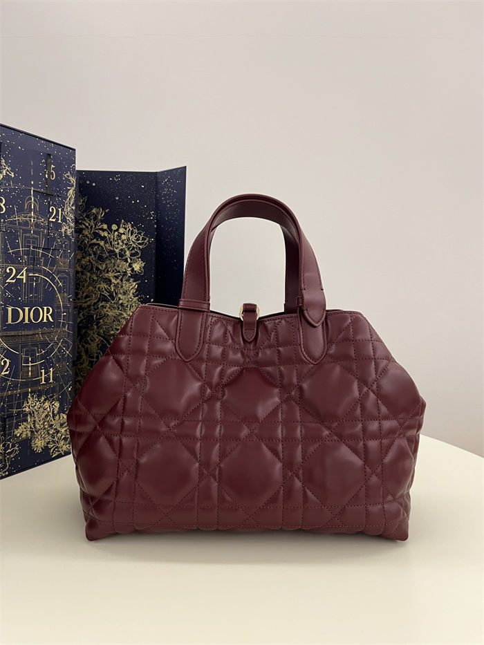 DIOR TOUJOURS BAG MEDIUM Macrocannage Calfskin Burgundy High