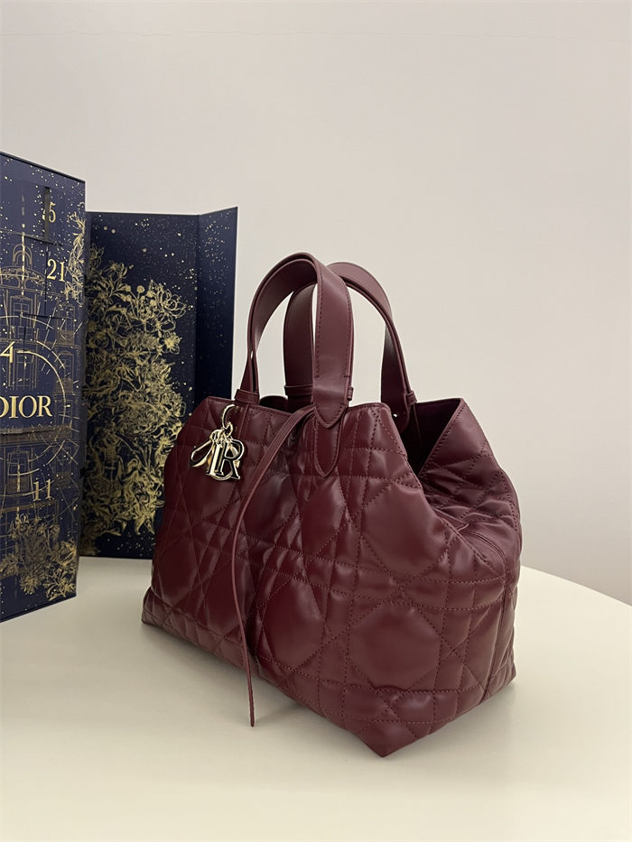 DIOR TOUJOURS BAG MEDIUM Macrocannage Calfskin Burgundy High