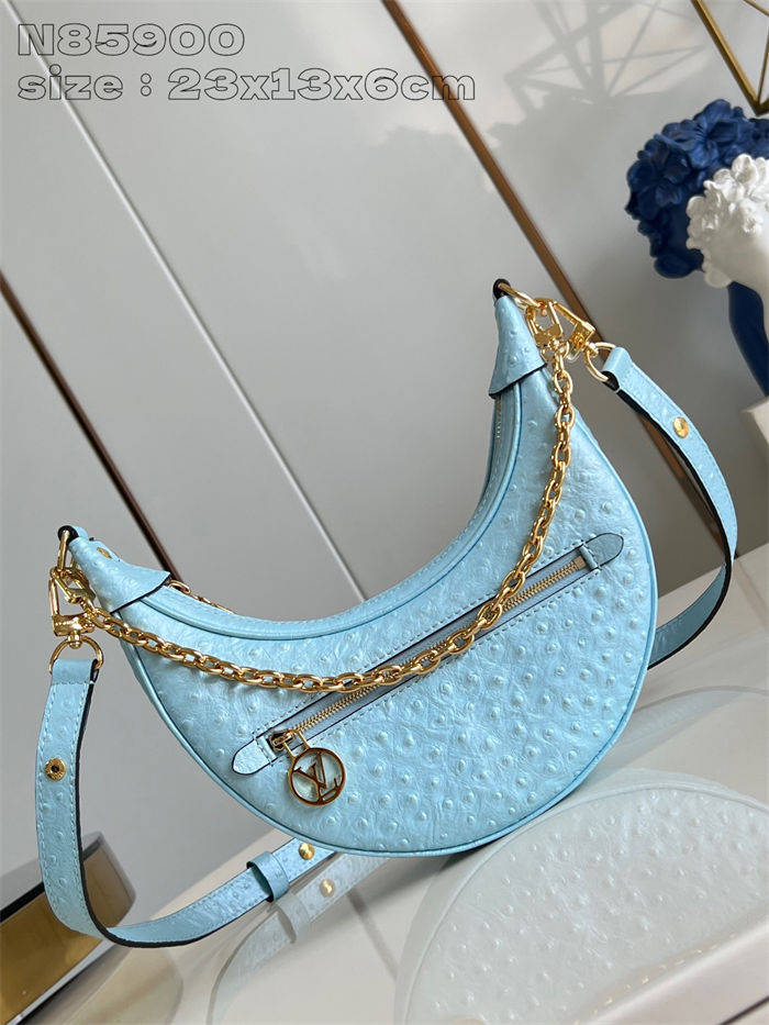 Louis Vuitton LOOP Handbag Ostrich leather N85900 Blue High