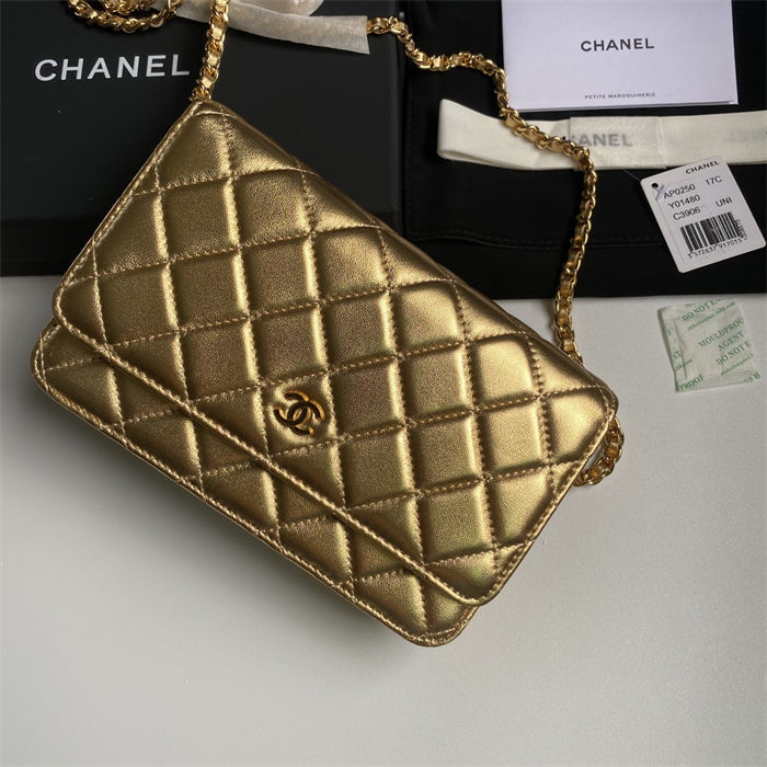 Classic Wallet on Chain AP0250 Lambskin Gold B