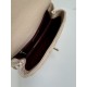 SMALL FLAP BAG WITH TOP HANDLE Grained Calfskin Beige Gold Metal High