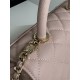 SMALL FLAP BAG WITH TOP HANDLE Grained Calfskin Pink-binding Gold Metal High