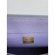 SMALL FLAP BAG WITH TOP HANDLE Grained Calfskin Purple-binding Gold Metal High