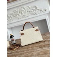 Hermes Kelly Mini II Bag Epsom Leather WAX-Bicolor Craie/Gold High