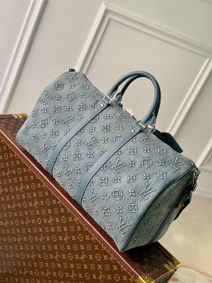 Louis Vuitton Keepall Bandoulière 50 Monogram Washed Denim coated canvas M22532 High