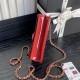 FLAP PHONE HOLDER WITH CHAIN AP3226 Patent Calfskin Gold-Tone Metal Red A