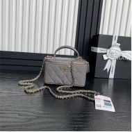 Chanel VANITY WITH CHAIN AP2199 Patent Calfskin Gold-Tone Metal Grey High