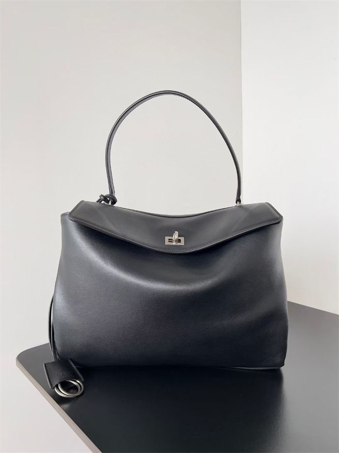 WOMEN'S RODEO MEDIUM HANDBAG smooth calfskin Black Silver-Metal High