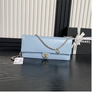 Chanel MAXI CLUTCH BAG AS5182 Grained Shiny Calfskin & Gold-Tone Metal Blue High