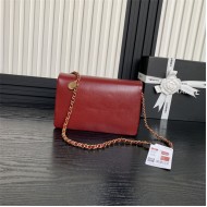 Chanel SMALL FLAP BAG AS5186 Grained Shiny Calfskin & Gold-Tone Metal Burgundy High