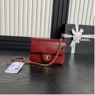 Chanel MINI FLAP BAG AS5218 Grained Shiny Calfskin & Gold-Tone Metal Burgundy High