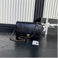 Chanel FLAP BAG AS5180 Grained Shiny Calfskin & Gold-Tone Metal Black High