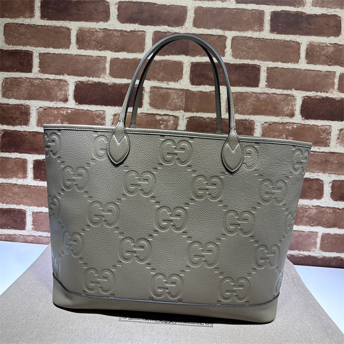 OPHIDIA LARGE TOTE BAG 726755 jumbo GG leather Grey High