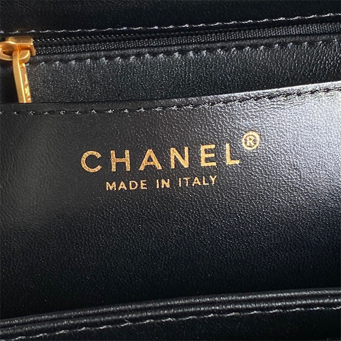 Chanel MINI FLAP BAG WITH TOP HANDLE AS5165 Grained Calfskin Black High