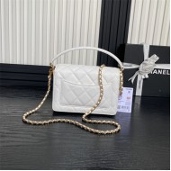 Chanel MINI FLAP BAG WITH TOP HANDLE AS5165 Grained Calfskin White High