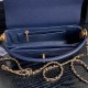 Chanel MINI FLAP BAG WITH TOP HANDLE AS5165 Grained Calfskin Blue High