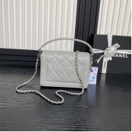 Chanel MINI FLAP BAG WITH TOP HANDLE AS5165 Grained Calfskin Grey High