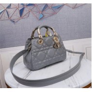 LADY 95.22 SMALL BAG Cannage Calfskin Grey High