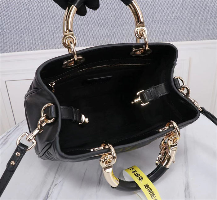 LADY 95.22 SMALL BAG Cannage Calfskin Black High