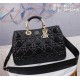 LADY 95.22 LARGE BAG Cannage Calfskin Black High