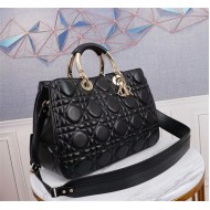 LADY 95.22 LARGE BAG Cannage Calfskin Black High