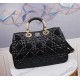 LADY 95.22 LARGE BAG Cannage Calfskin Black High