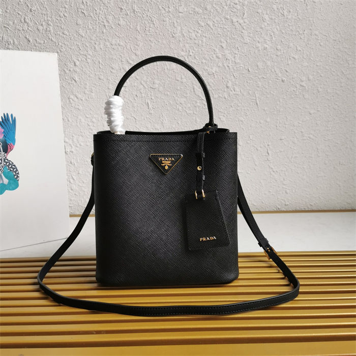 Medium Saffiano Leather Prada Panier Bag Black-III High