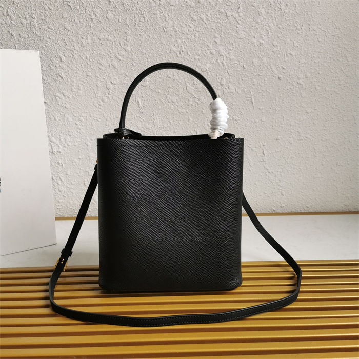 Medium Saffiano Leather Prada Panier Bag Black-III High