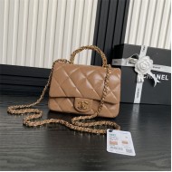 Chanel MINI FLAP BAG WITH TOP HANDLE AS5032 Shiny Lambskin Nude A