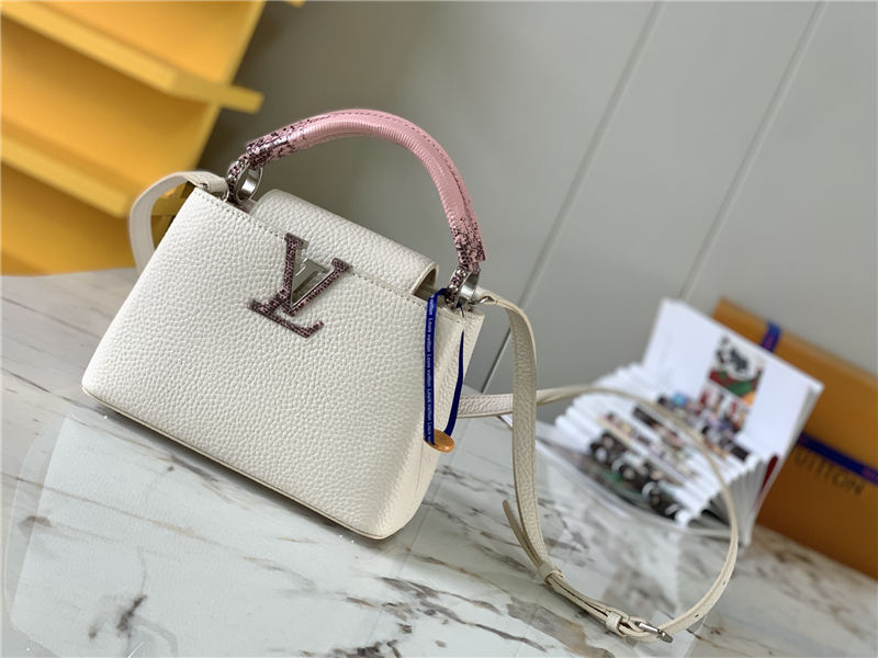 Louis Vuitton CAPUCINES MINI Taurillon/Lizard White M94048 High