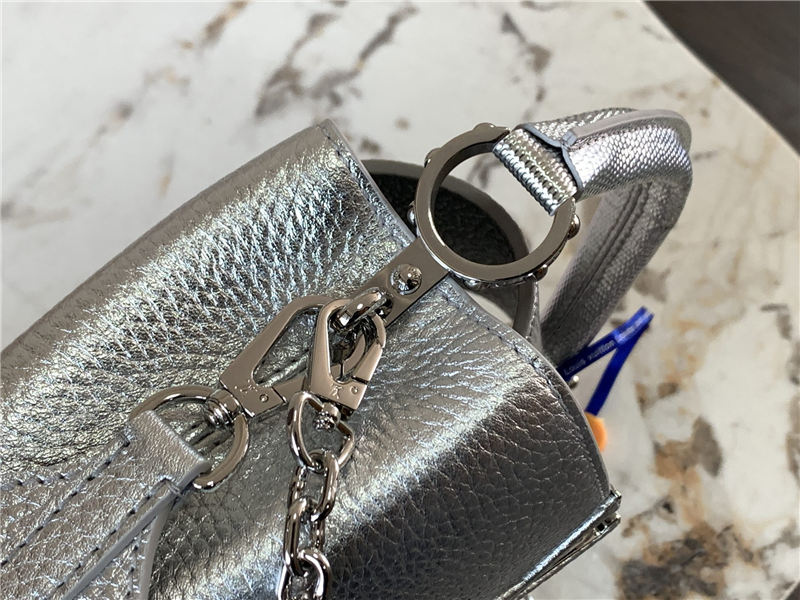 Louis Vuitton CAPUCINES MINI Taurillon/Lizard Silver M80239 High