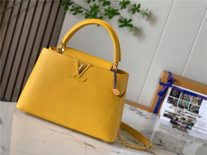 Louis Vuitton CAPUCINES MM Taurillon Mustard M59516 High