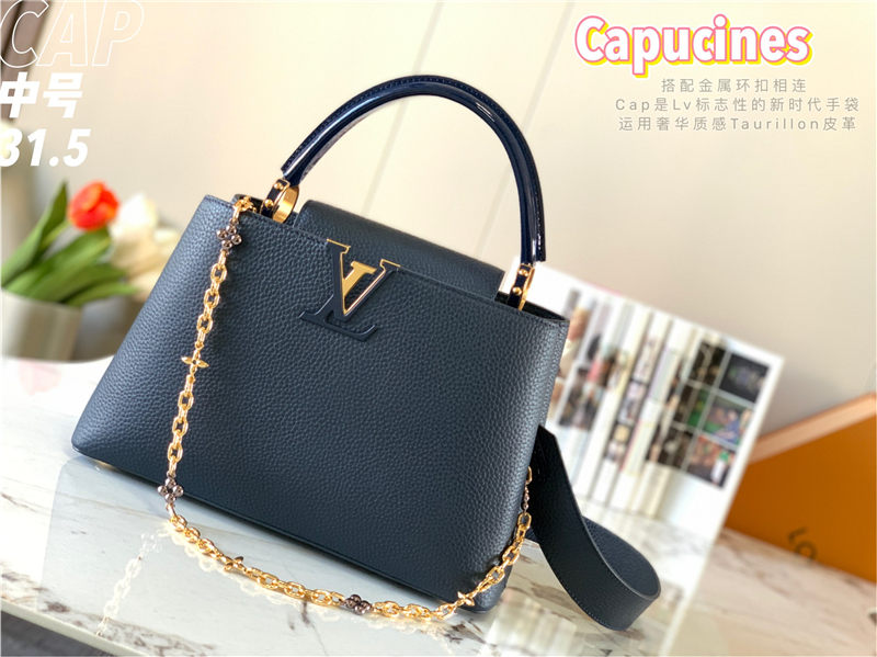 Louis Vuitton CAPUCINES MM Taurillon Navy M59209 High