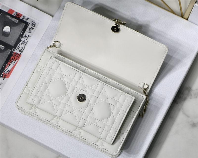 LADY Dior CHAIN POUCH Cannage Lambskin White High