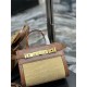 MANHATTAN NANO SHOPPING BAG IN RAFFIA AND SMOOTH LEATHER High